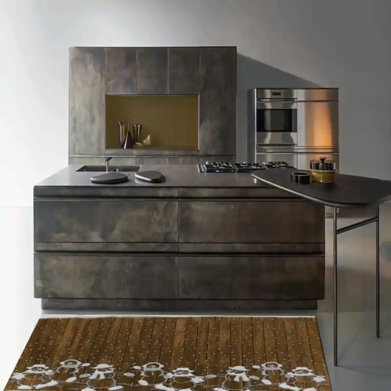 Tappeto Passatoia Salotto Cucina Bagno Lavabile Pupazzi Neve Legno Rilievo - NAT0035