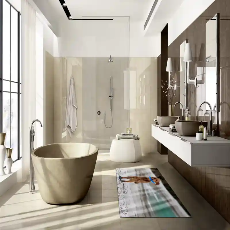 Tappeto Passatoia Salotto Cucina Bagno Lavabile Antiscivolo Stampa Digitale Cane Barboncino CAN0041