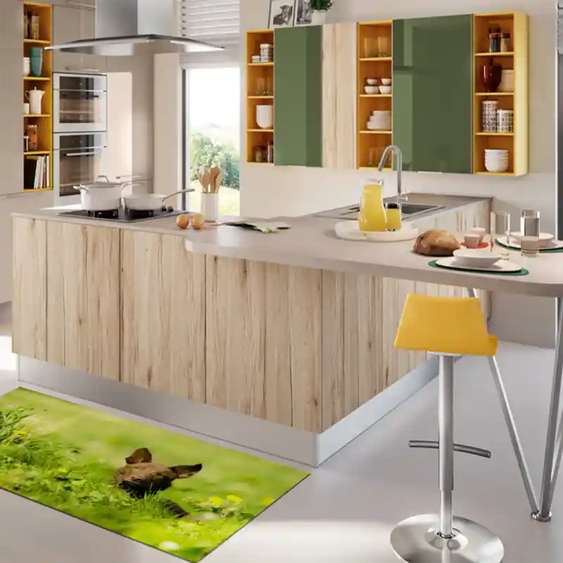 Tappeto Passatoia Salotto Cucina Bagno Lavabile Antiscivolo Stampa Digitale Cane Nel Prato - CAN0037
