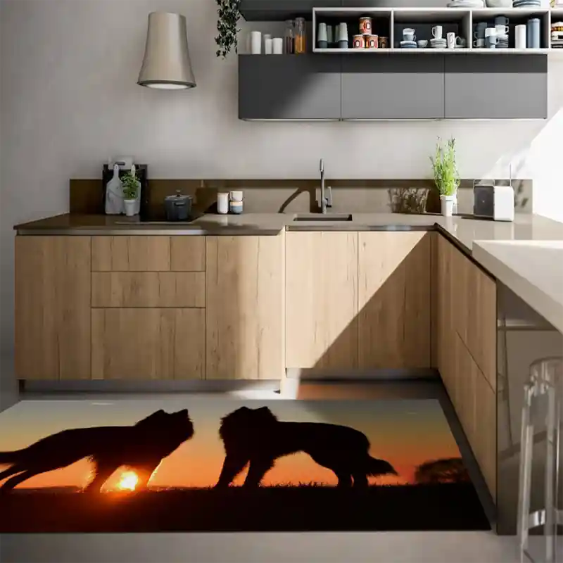 Tappeto Passatoia Salotto Cucina Bagno Lavabile Stampa Digitale Cane Husky Tramonto - CAN0020