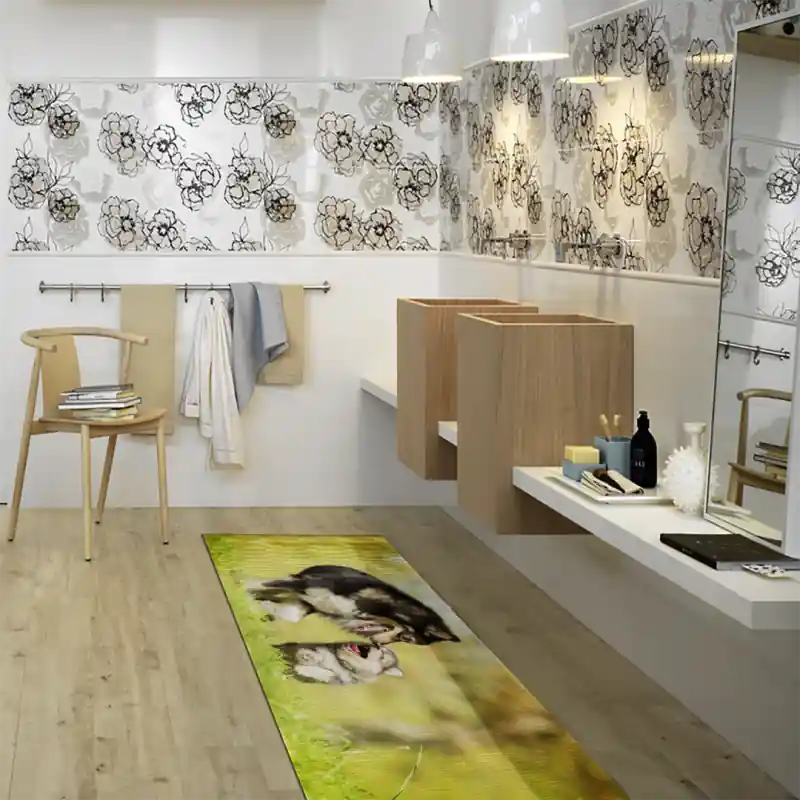 Tappeto Passatoia Arredo Salotto Cucina Bagno Lavabile Antiscivolo Stampa Digitale Cuccioli CAN0009