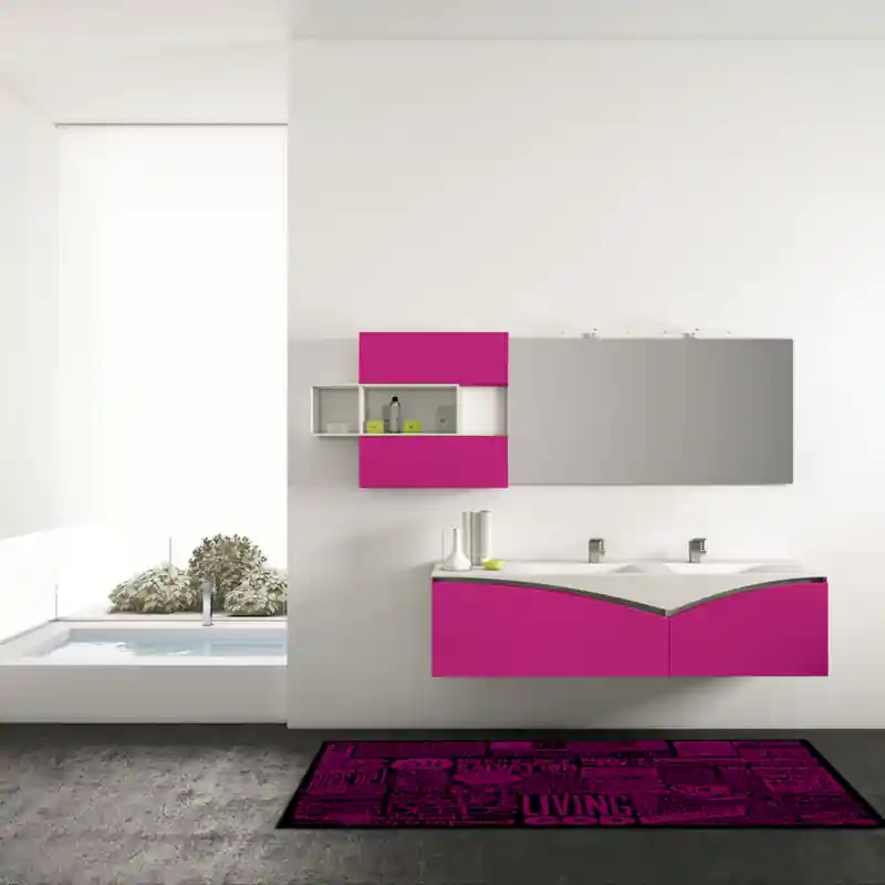 Tappeto Passatoia Salotto Cucina Bagno Lavabile Antiscivolo Moderno Scritte Viola- MOD5104