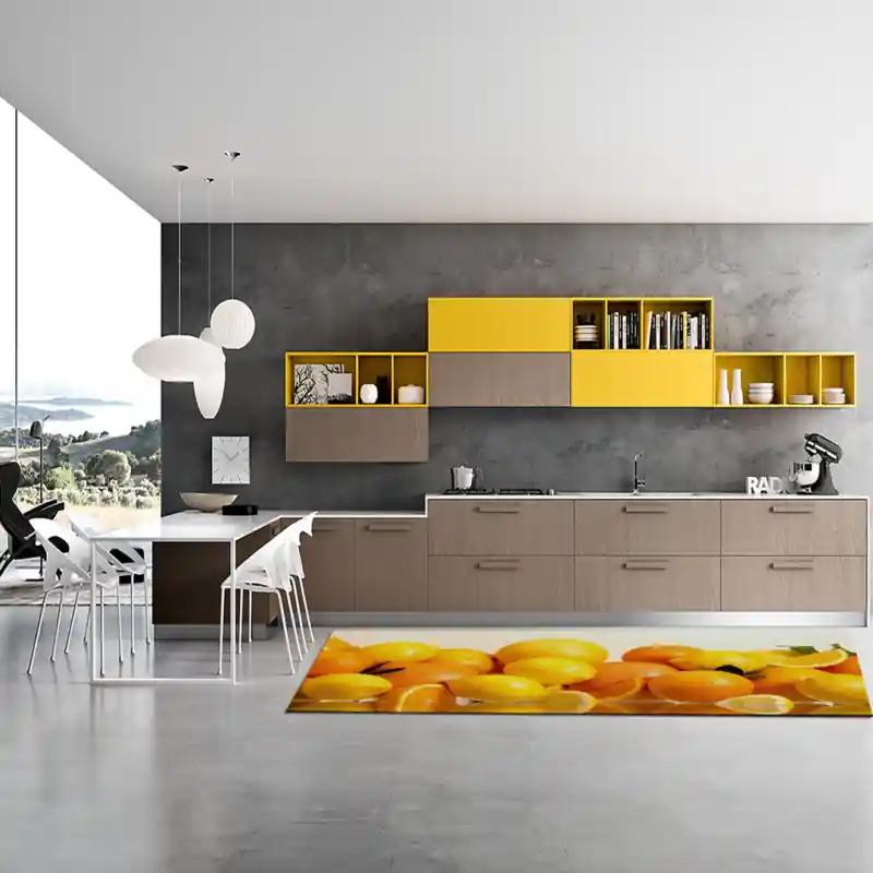 Tappeto Passatoia Salotto Cucina Bagno Lavabile Food Agrumi Limone Arancia Frutta - FO0025