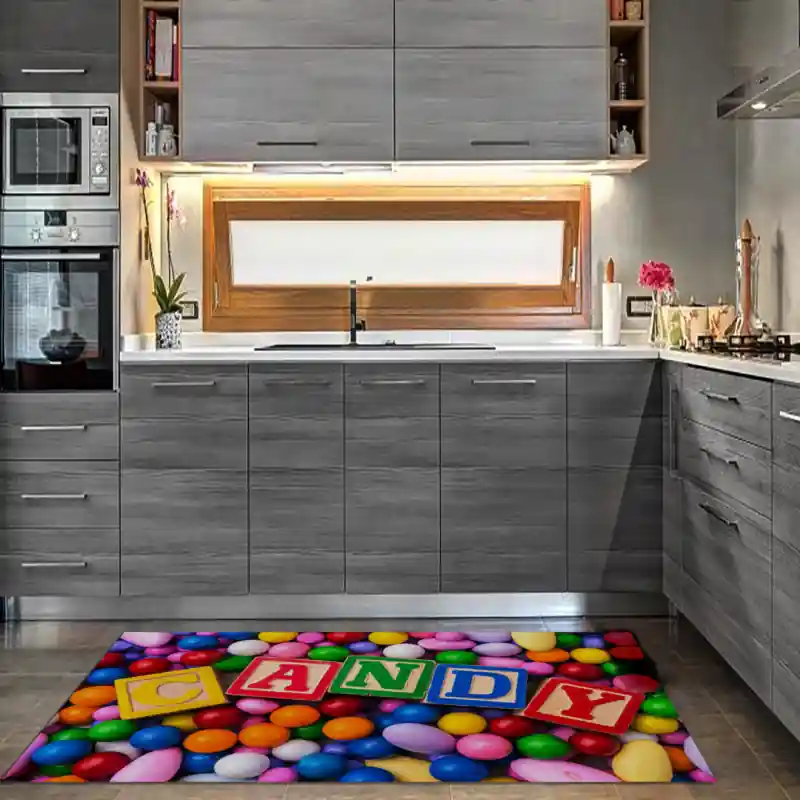 Tappeto Passatoia Salotto Cucina Bagno Lavabile Food Caramelle Dolci Candy Colori - FO0002