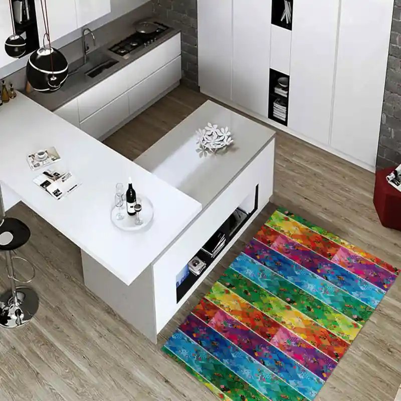 Tappeto Passatoia Salotto Cucina Bagno Lavabile Patch Work Stile Rombi Multicolore - PATC0008