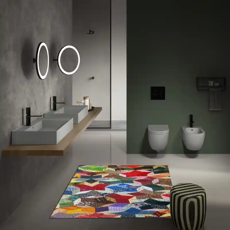 Tappeto Passatoia Salotto Cucina Bagno Lavabile Patch Work Toppa Rombo Multicolore - PATC0002