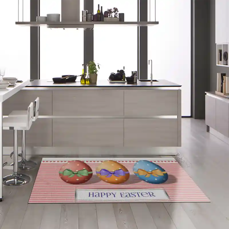 Tappeto Passatoia Salotto Cucina Bagno Lavabile Pasqua Happy Easter Uova Fiocco Vintage - PA0038