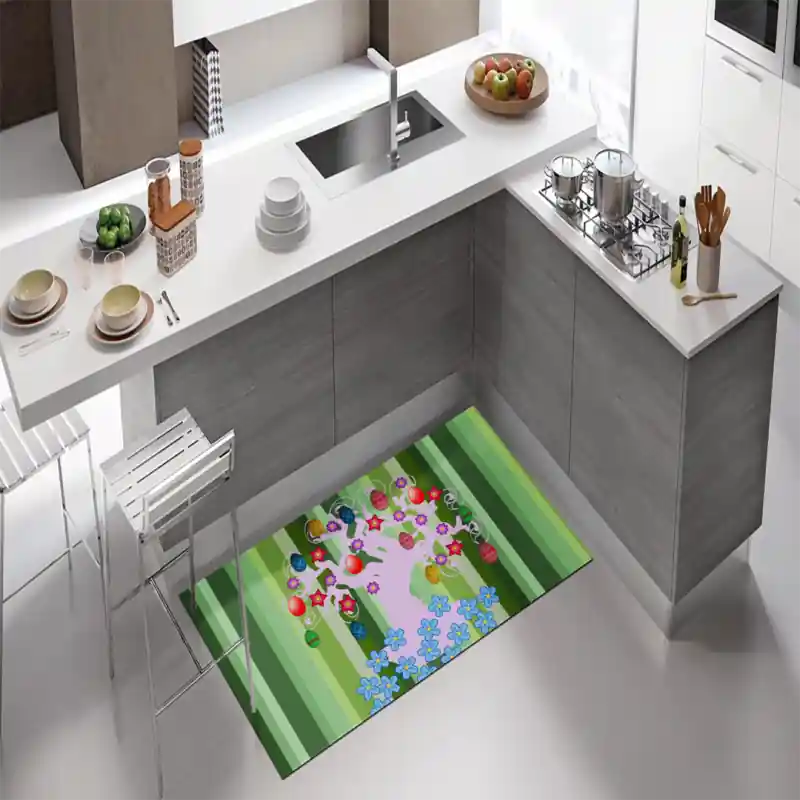 Tappeto Passatoia Salotto Cucina Bagno Lavabile Pasqua Albero Frutti Uova Stilizzato - PA0029