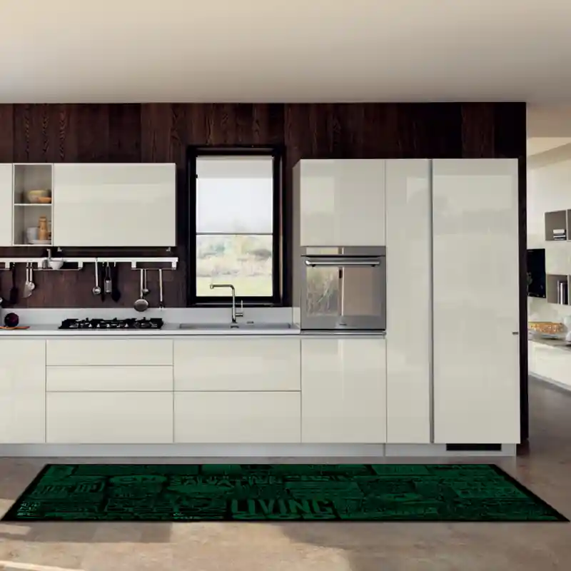 Tappeto Passatoia Salotto Cucina Bagno Lavabile Antiscivolo Moderno Scritte Verde- MOD5100