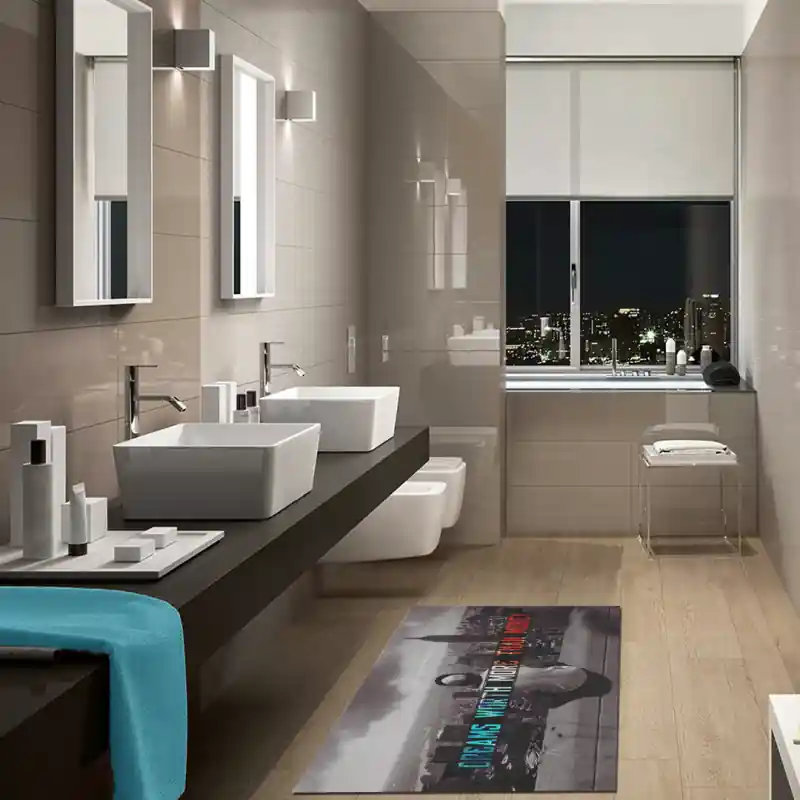 Tappeto Passatoia Salotto Cucina Bagno Lavabile Antiscivolo Stampa Digitale Aforismi Città - AFO0057