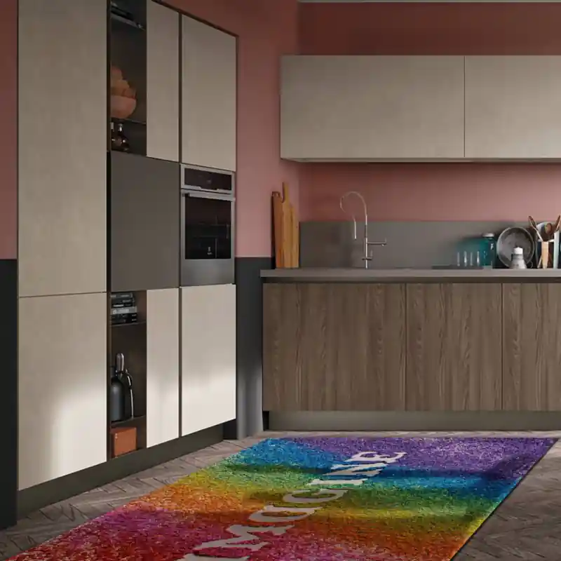 Tappeto Salotto Cucina Bagno Lavabile Antiscivolo Stampa Digitale Aforismi Multicolor - AFO0047