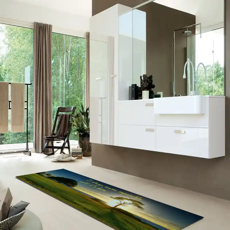 Tappeto Salotto Cucina Bagno Lavabile Antiscivolo Stampa Digitale Aforismi Paesaggio - AFO0045