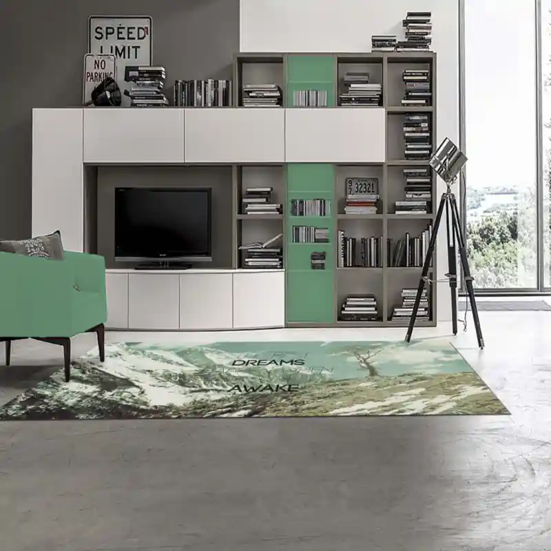 Tappeto Salotto Cucina Bagno Lavabile Antiscivolo Stampa Digitale Aforismi Montagna - AFO0043