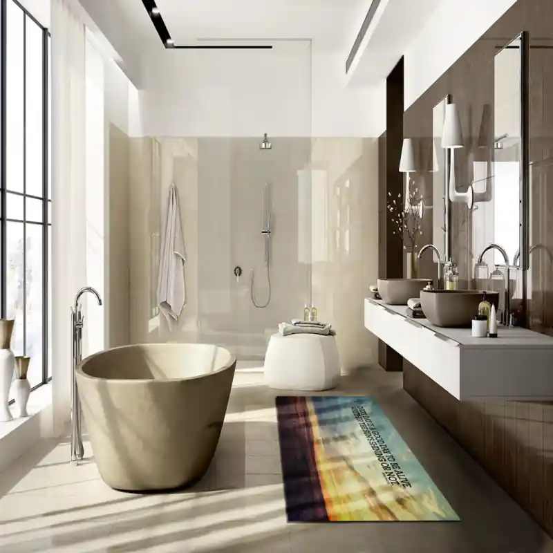 Tappeto Salotto Cucina Bagno Lavabile Antiscivolo Stampa Digitale Aforismi Tramonto- AFO0033