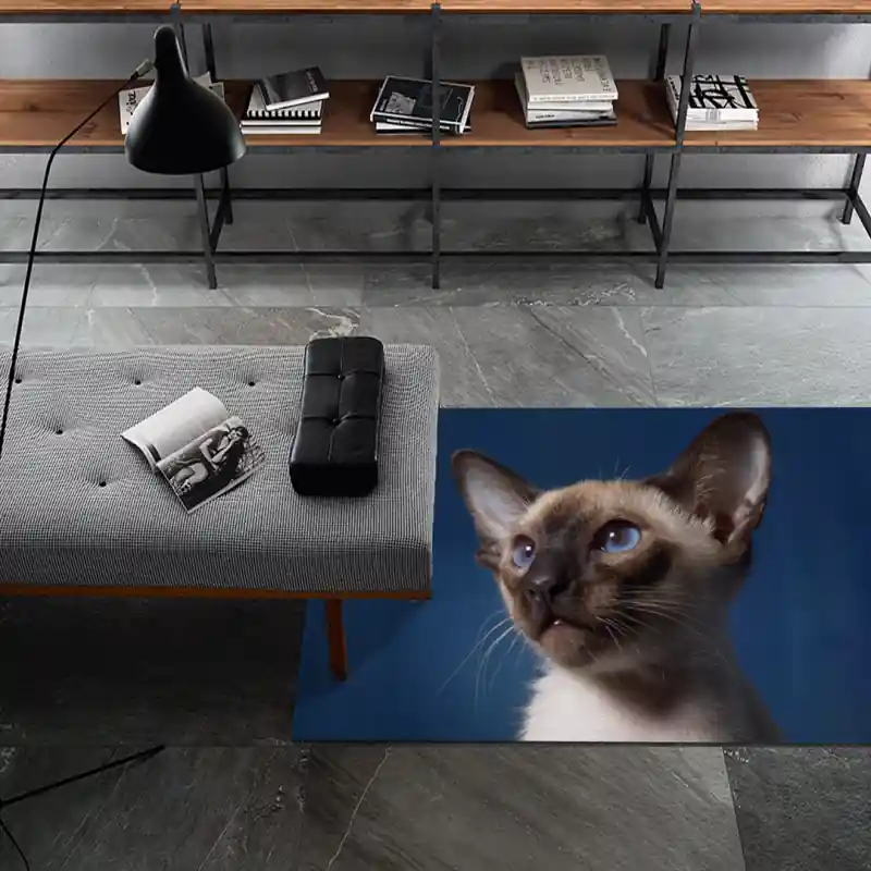 Tappeto Passatoia Salotto Cucina Bagno Lavabile Antiscivolo Stampa Digitale Gatto Siamese - GAT0003