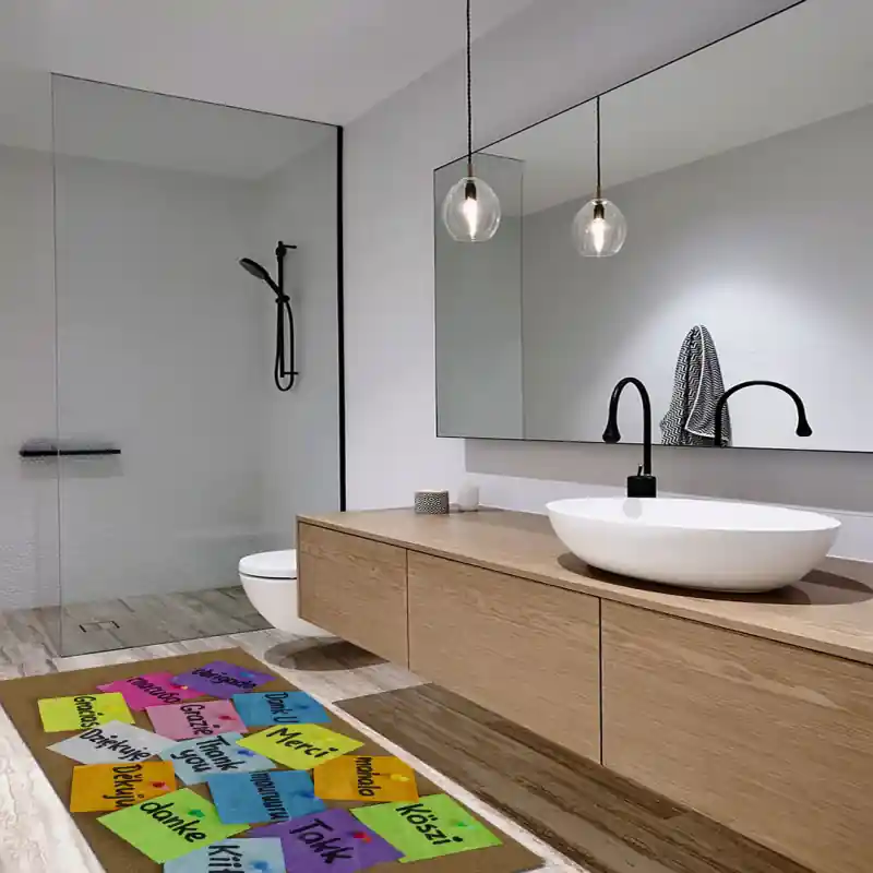 Tappeto Salotto Cucina Bagno Lavabile Antiscivolo Stampa Digitale Aforismi Multicolor- AFO0027