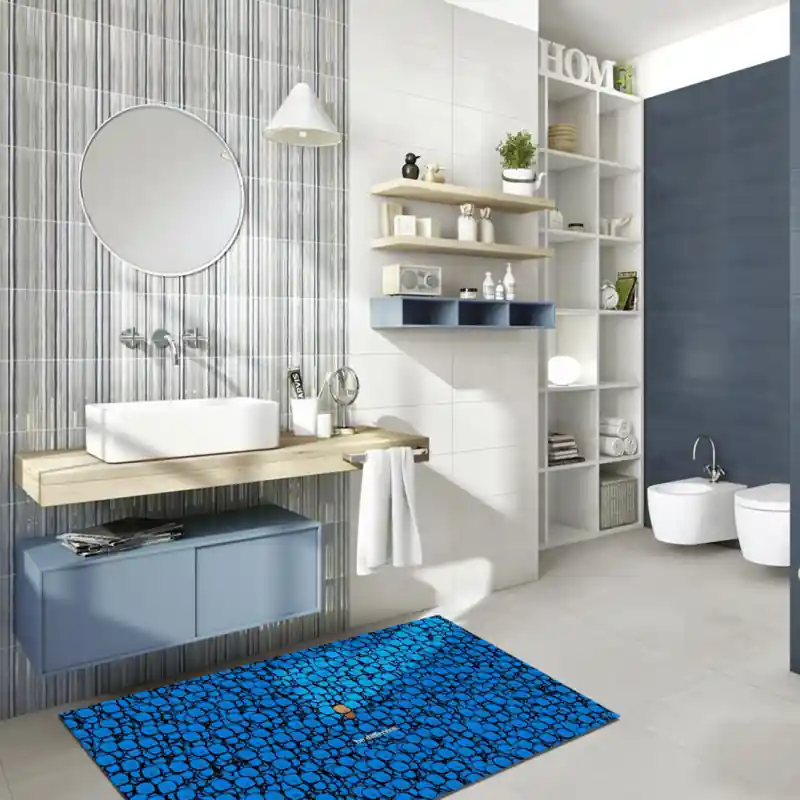 Tappeto Passatoia Salotto Cucina Bagno Lavabile Antiscivolo Stampa Digitale Aforismi Blu - AFO0026
