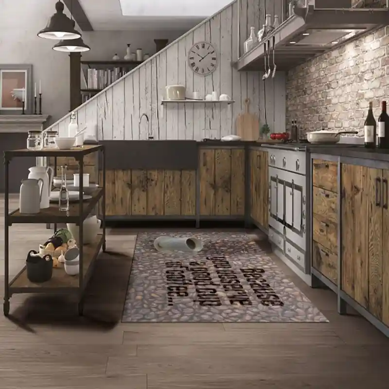 Tappeto Passatoia Salotto Cucina Bagno Lavabile Antiscivolo Stampa Digitale Aforismi Caffè - AFO0022