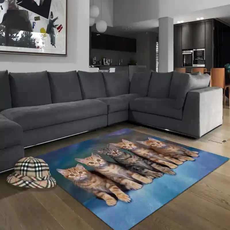 Tappeto Passatoia Salotto Cucina Bagno Lavabile Antiscivolo Stampa Digitale Gatti Europei - GAT0002