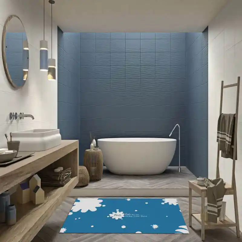 Tappeto Salotto Cucina Bagno Lavabile Antiscivolo Stampa Digitale Aforismi Azzurro - AFO0020