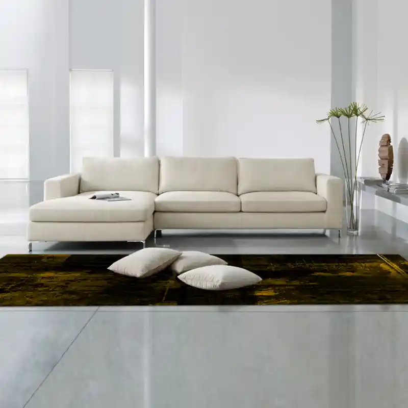 Tappeto Passatoia Salotto Cucina Bagno Lavabile Antiscivolo Moderno Sfumato Giallo- MOD5108
