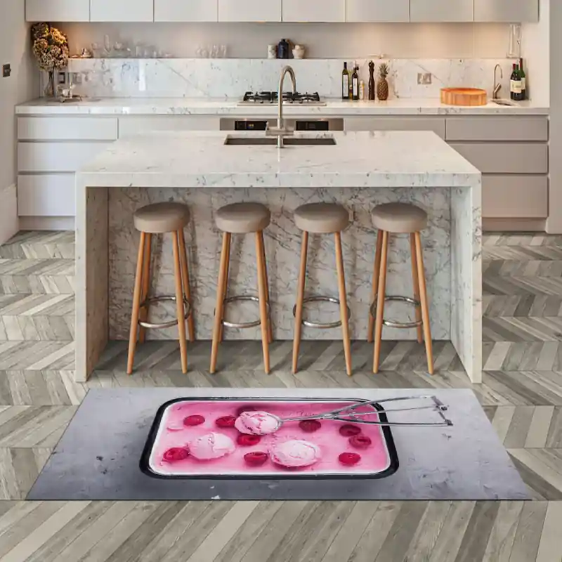 Tappeto Passatoia Salotto Cucina Bagno Lavabile Food Vaschetta Gelato Lamponi - FO0057