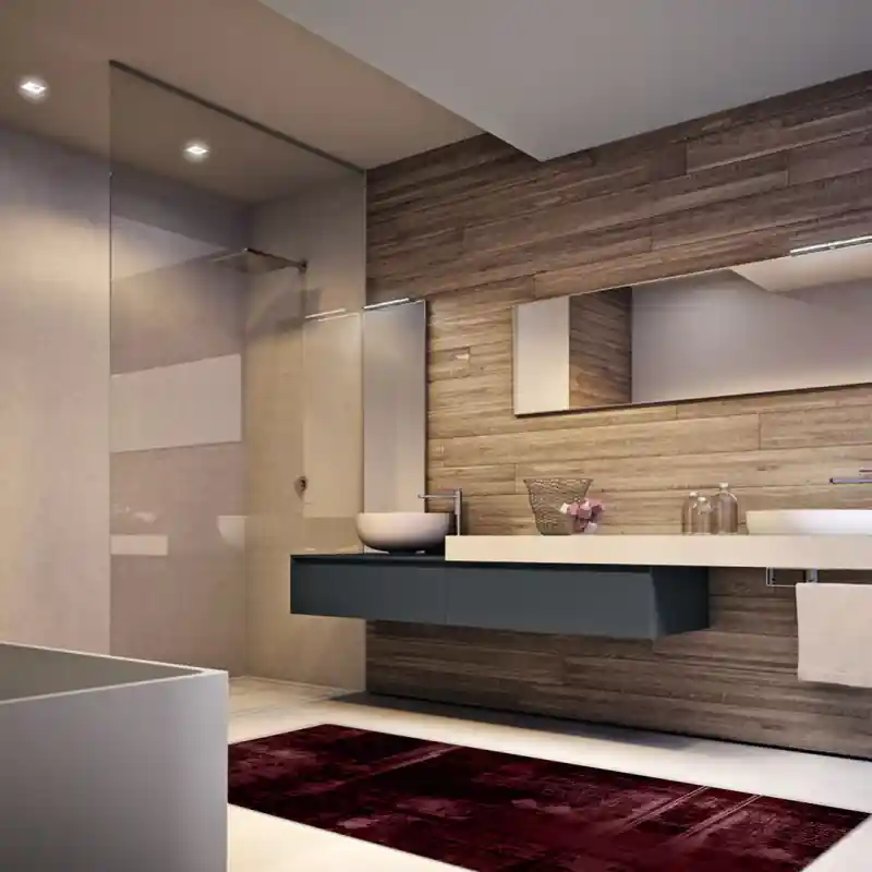 Tappeto Passatoia Salotto Cucina Bagno Lavabile Antiscivolo Moderno Sfumato Bordeaux- MOD5107