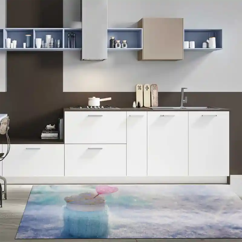 Tappeto Passatoia Salotto Cucina Bagno Lavabile Food Bevanda Calda Inverno Neve Panna Montata FO0054