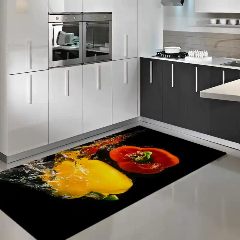 Tappeto Passatoia Salotto Cucina Bagno Lavabile Food Verdura Peperone Giallo Rosso Splash - FO0048