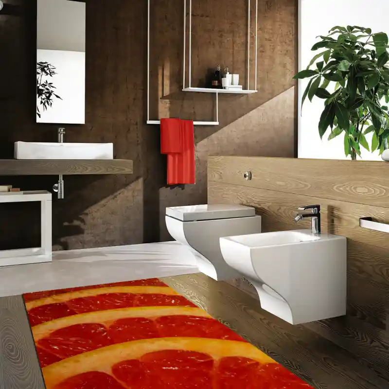 Tappeto Passatoia Salotto Cucina Bagno Lavabile Food Frutta Fette Arancia Rossa - FO0046
