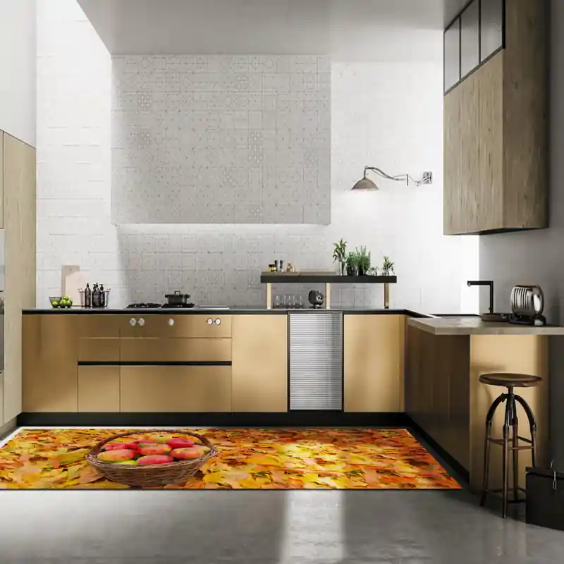 Tappeto Passatoia Salotto Cucina Bagno Lavabile Food Frutta Cestino Mele Autunno - FO0042