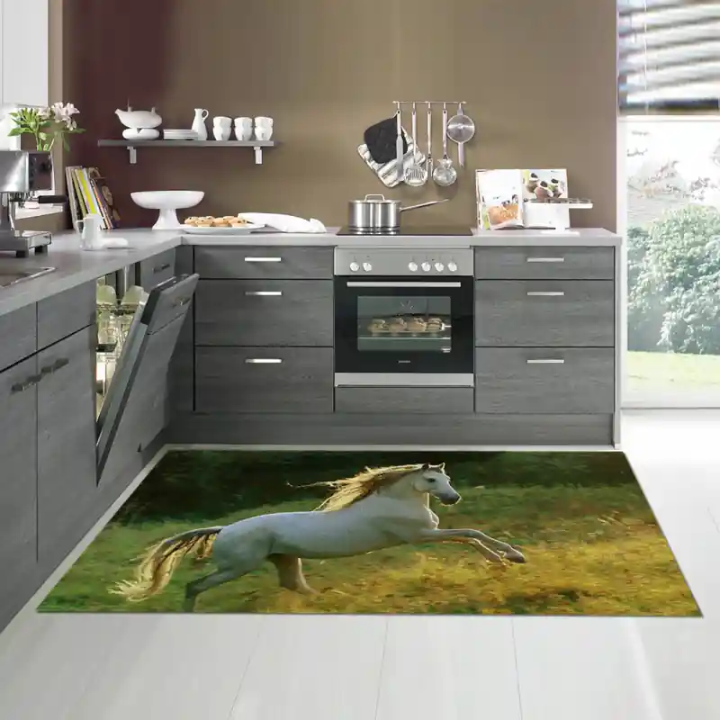 Tappeto Passatoia Arredo Salotto Cucina Bagno Lavabile Antiscivolo Stampa Digitale Cavallo - CAV0003