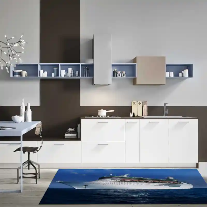 Tappeto Passatoia Salotto Cucina Bagno Lavabile Antiscivolo Stampa Digitale Navi - NAV0036