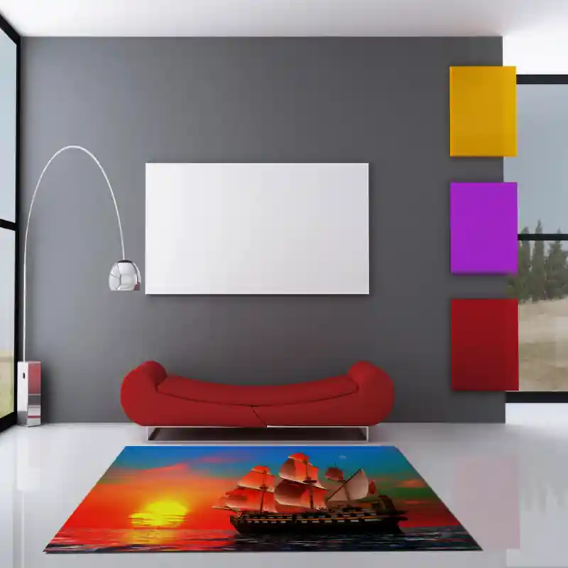 Tappeto Passatoia Salotto Cucina Bagno Lavabile Antiscivolo Stampa Digitale Navi - NAV0032
