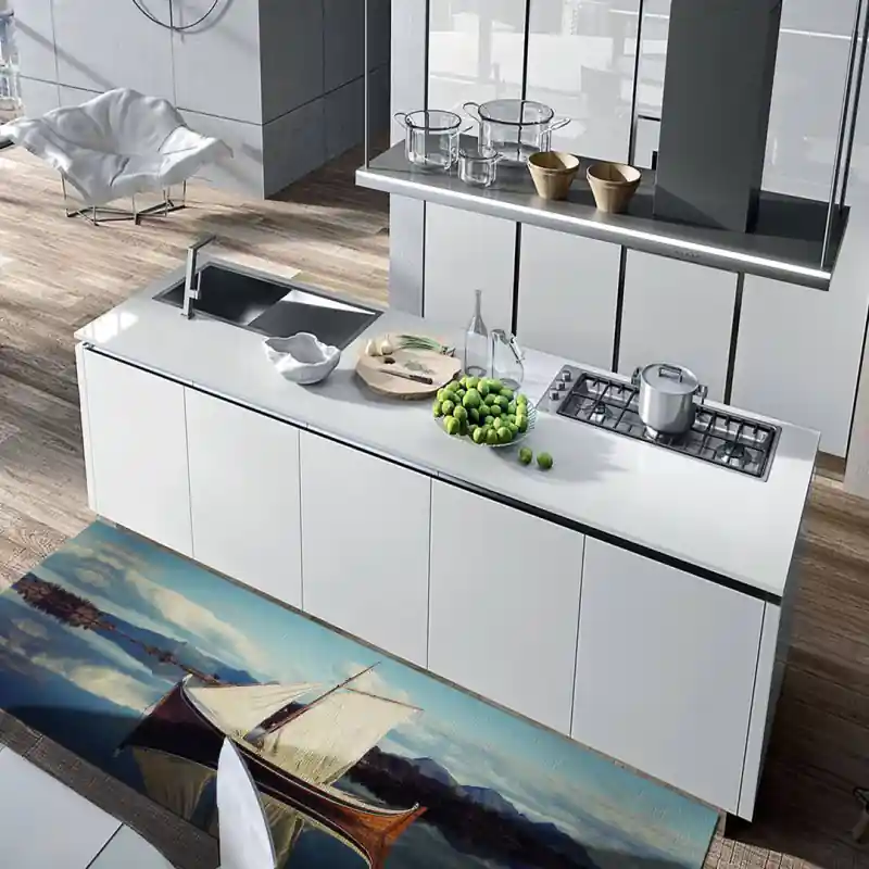 Tappeto Passatoia Salotto Cucina Bagno Lavabile Antiscivolo Stampa Digitale Navi - NAV0018