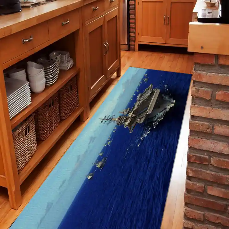 Tappeto Passatoia Salotto Cucina Bagno Lavabile Antiscivolo Stampa Digitale Navi - NAV0007