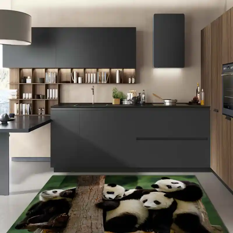 Tappeto Passatoia Arredo Salotto Cucina Bagno Lavabile Antiscivolo Stampa Digitale Panda - PAN0003