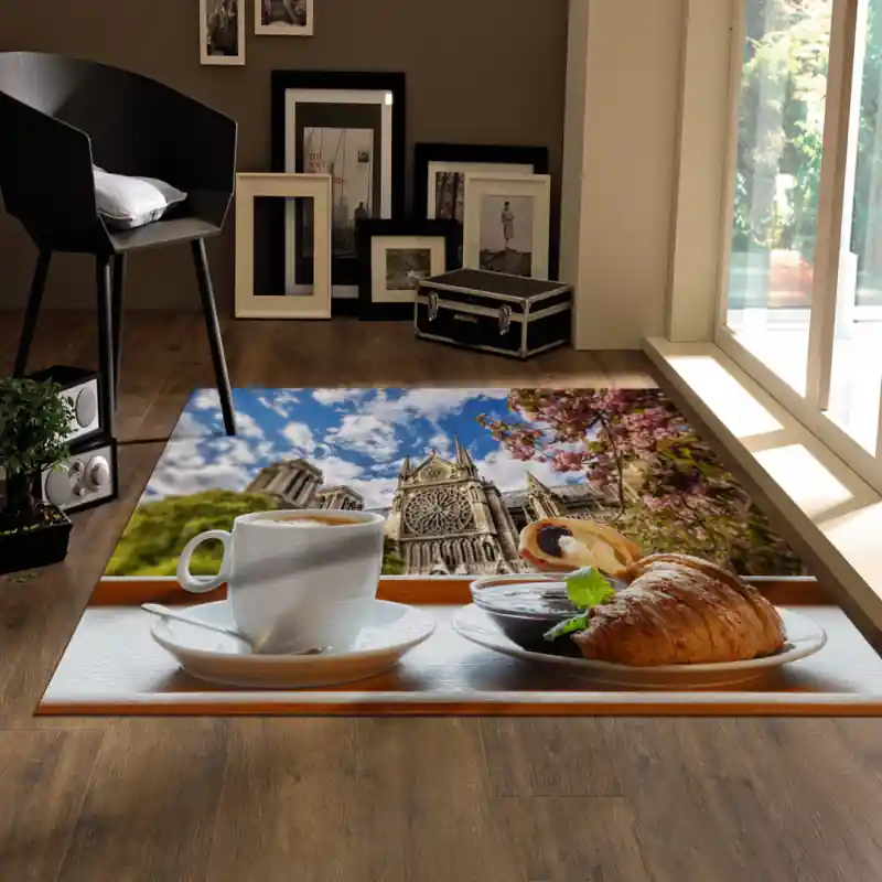 Tappeto Passatoia Salotto Cucina Bagno Lavabile Drink Cappuccino Colazione Panorama - DR0017