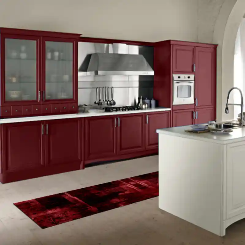 Tappeto Passatoia Salotto Cucina Bagno Lavabile Antiscivolo Moderno Sfumato Rosso- MOD5112