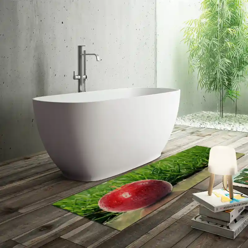 Tappeto Passatoia Salotto Cucina Bagno Lavabile Food Frutta Mela Prato Erba - FO0019