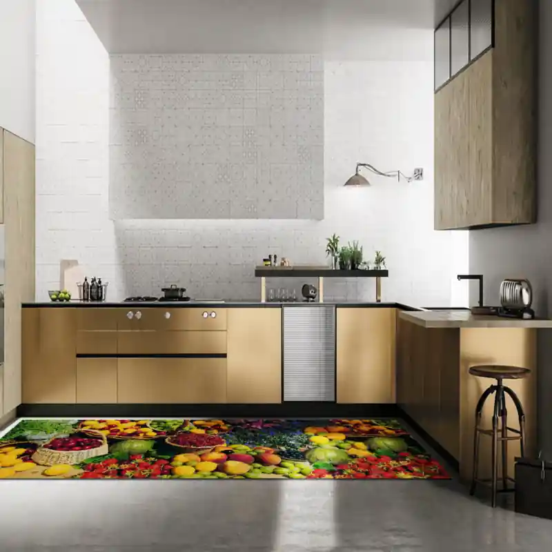 Tappeto Passatoia Salotto Cucina Bagno Lavabile Food Frutta Mista Cestini - FO0013
