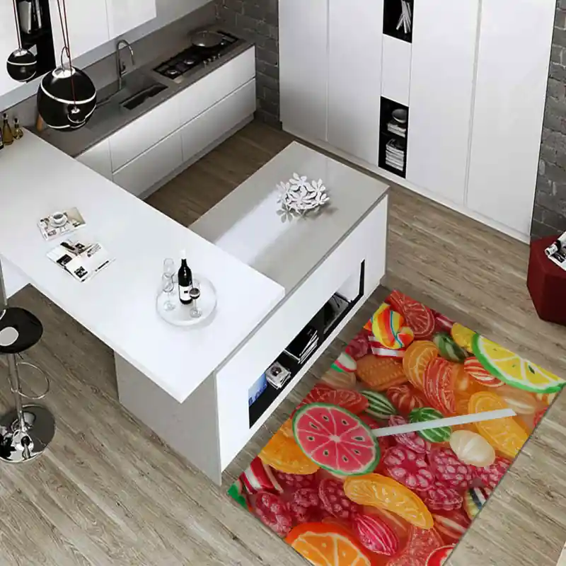 Tappeto Passatoia Salotto Cucina Bagno Lavabile Food Candy Caramelle Lecca Lecca Anguria - FO0008