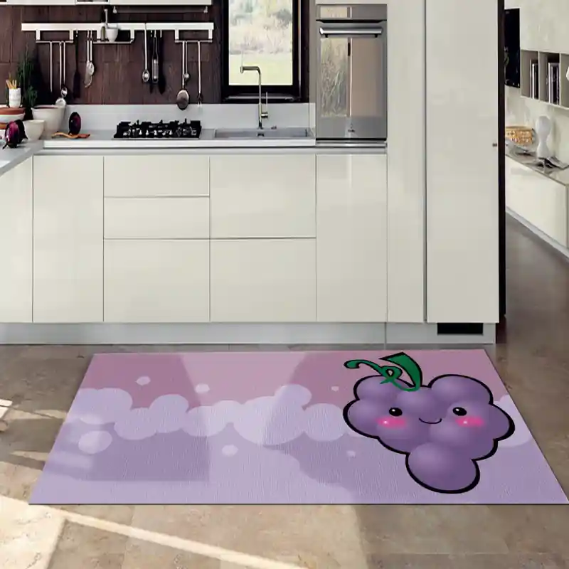 Tappeto Passatoia Salotto Cucina Bagno Lavabile Food Frutta Uva Viola Cartoon - FO0083
