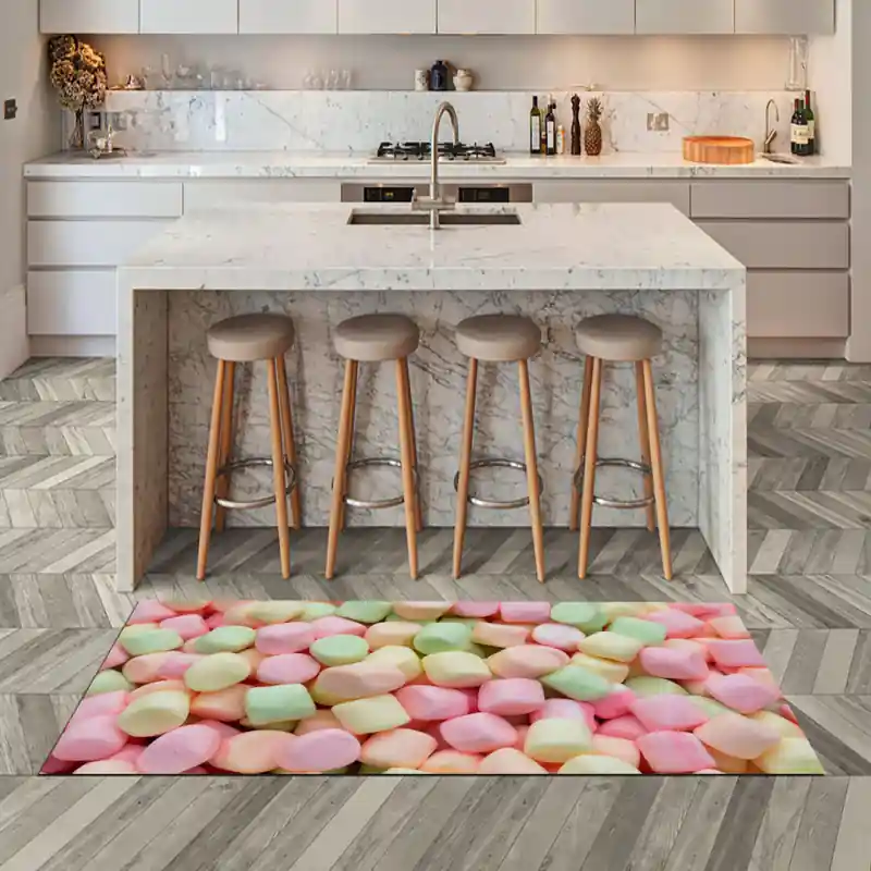 Tappeto Passatoia Salotto Cucina Bagno Lavabile Food Candy Caramelle Marshmallow Dolci - FO0080
