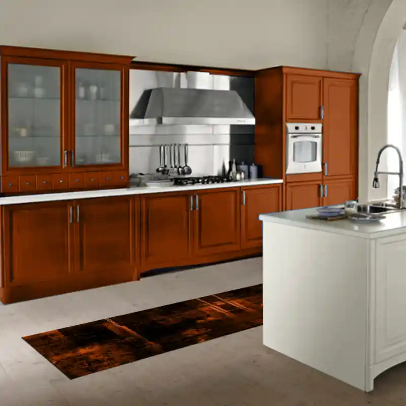 Tappeto Passatoia Salotto Cucina Bagno Lavabile Antiscivolo Moderno Sfumato Arancio- MOD5109