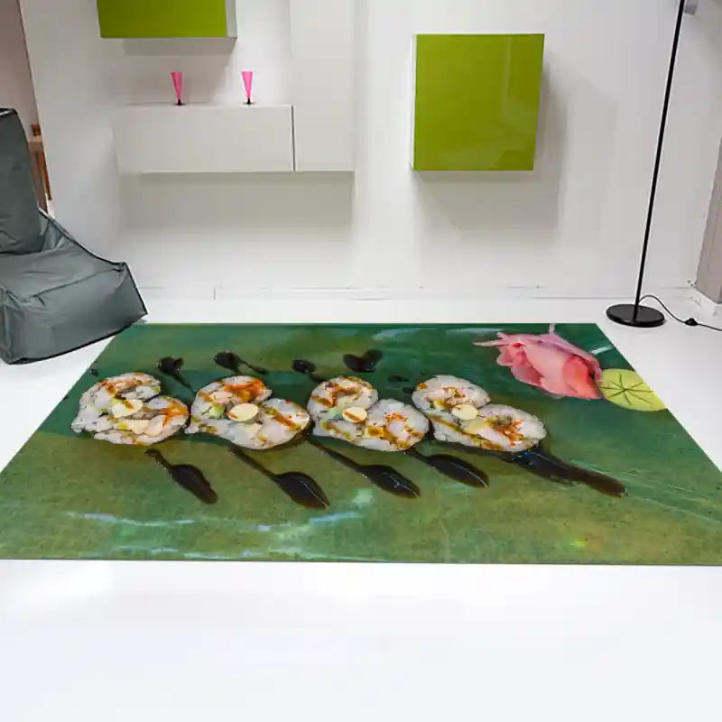Tappeto Passatoia Salotto Cucina Bagno Lavabile Food Sushi Giapponese Cuore Salsa Soia - FO0076
