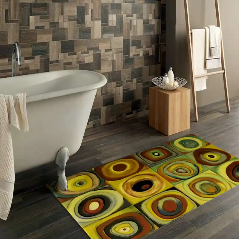 Tappeto Passatoia Salotto Cucina Bagno Lavabile Antiscivolo Moderno Geometrico Giallo - MOD5206