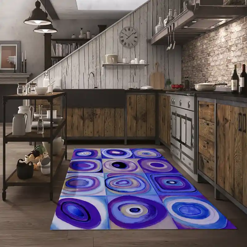 Tappeto Passatoia Salotto Cucina Bagno Lavabile Antiscivolo Moderno Geometrico Viola - MOD5205
