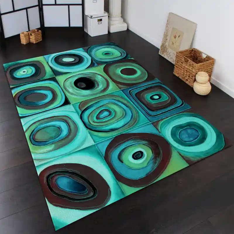 Tappeto Passatoia Salotto Cucina Bagno Lavabile Antiscivolo Moderno Geometrico Azzurro - MOD5204