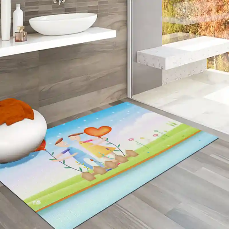Tappeto Passatoia Salotto Cucina Bagno Lavabile Lui Lei Fiori Staccionata Cuori Amore - LL0034